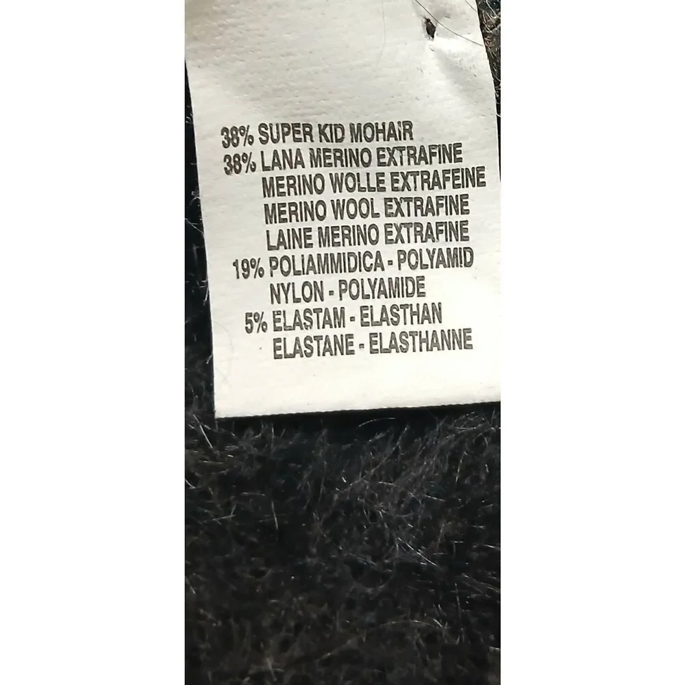 Migoscha womens medium sweater super kid mohair Italian black tan mockneck